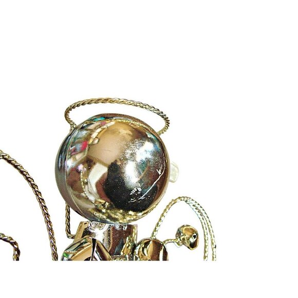 Vintage Angel Decor Set 2 Wire Bells Gold Toned Holiday Decorative Hanging 12x9" - Picture 6 of 9